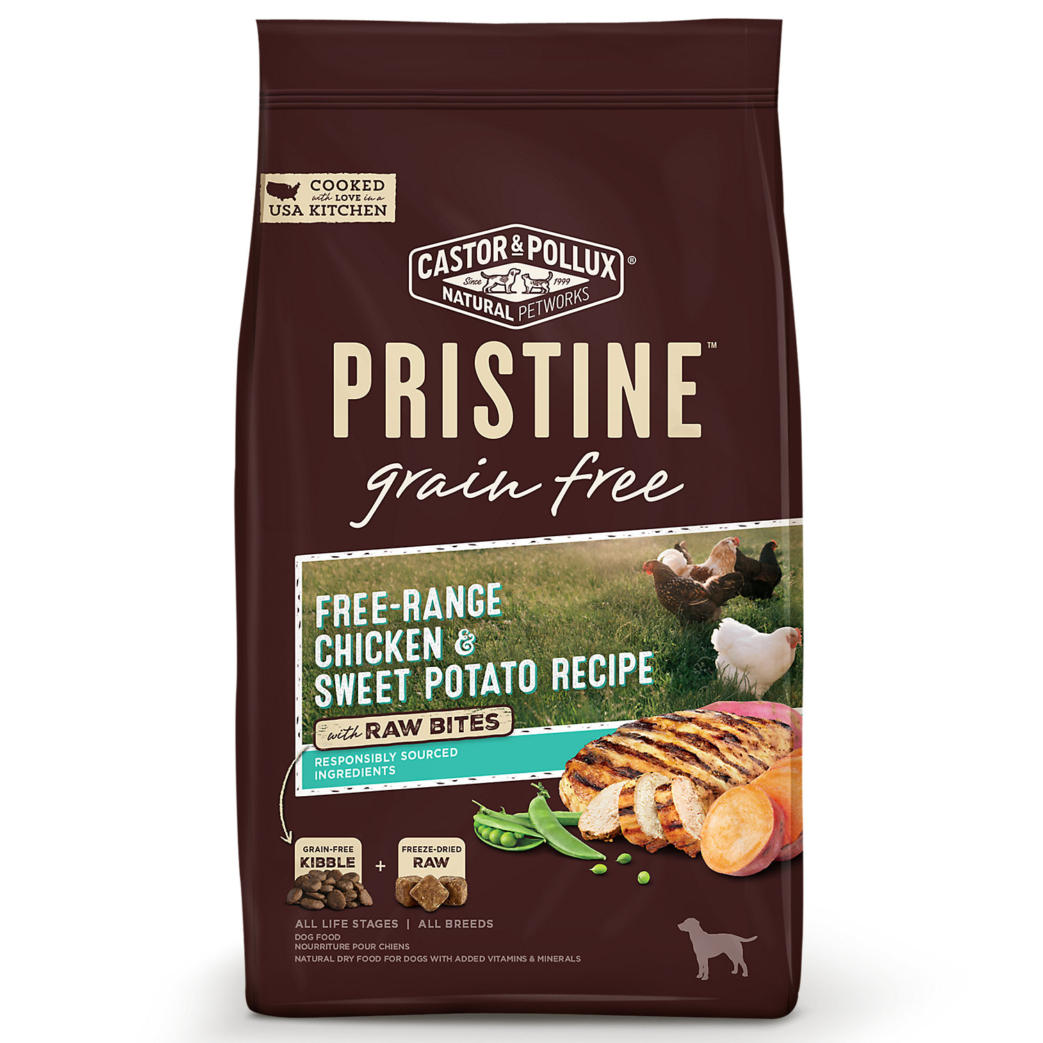 Castor & Pollux Pristine Grain Free Free-Range Chicken and Sweet Potato Recipe with Raw Bites Dry Dog Food