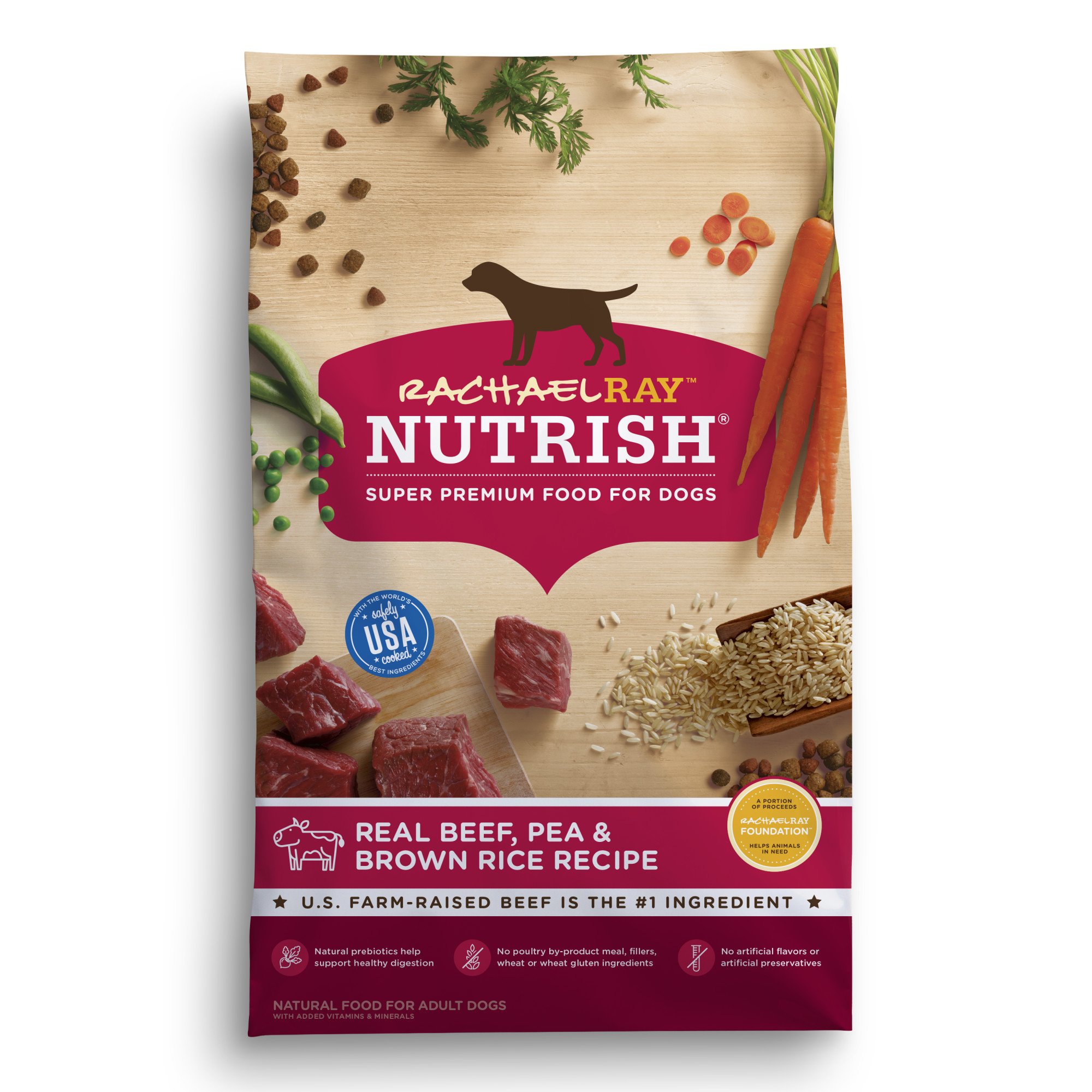 Rachael Ray Nutrish Natural Real Beef, Pea & Brown Rice Recipe Dry Dog Food, 6 lbs.