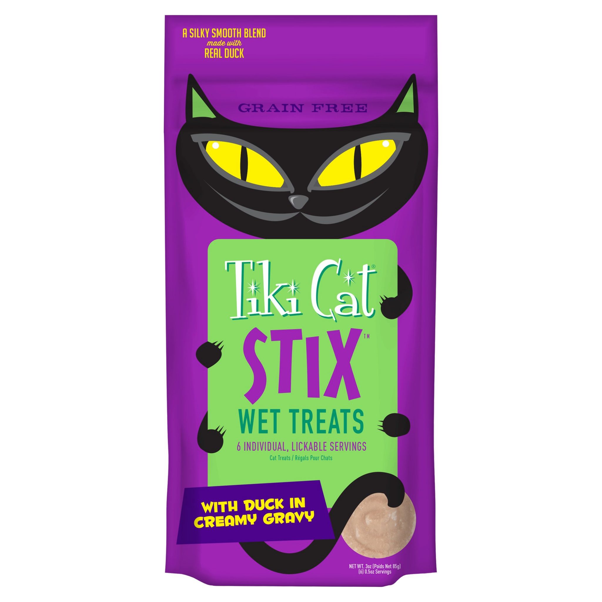 Tiki Cat Stix Duck Wet Treat in Lickable Tube for Cats, 3 oz. Pet