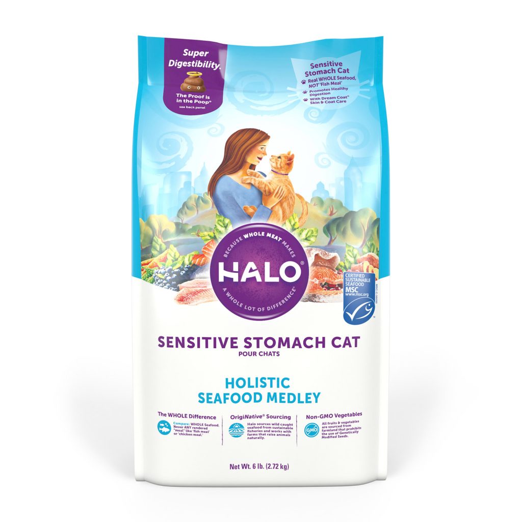 Halo Sensitive Stomach Holistic Seafood Medley Dry Cat Food, 6 lbs