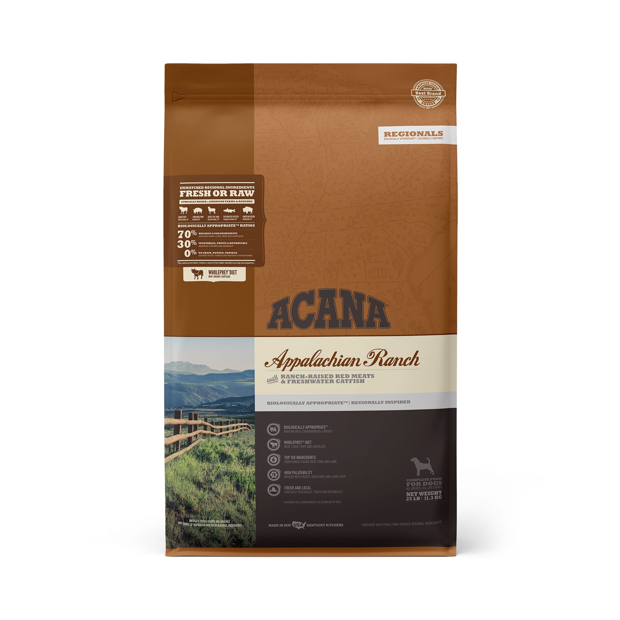 ACANA Appalachian Ranch Regionals Biologically Appropriate Dry Dog Food, 25 LB Bag, 25 LBS