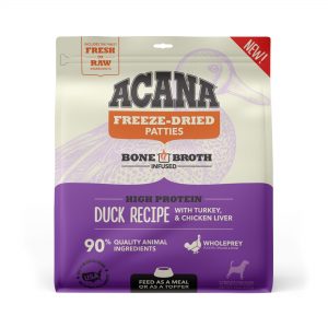 ACANA Grain Free High Protein Fresh & Raw Animal Ingredients Duck Recipe Freeze Dried Patties Dog Food