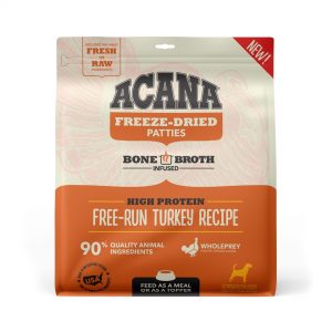 ACANA Grain Free High Protein Fresh & Raw Animal Ingredients Free-Run Turkey Recipe Freeze Dried Patties Dog Food