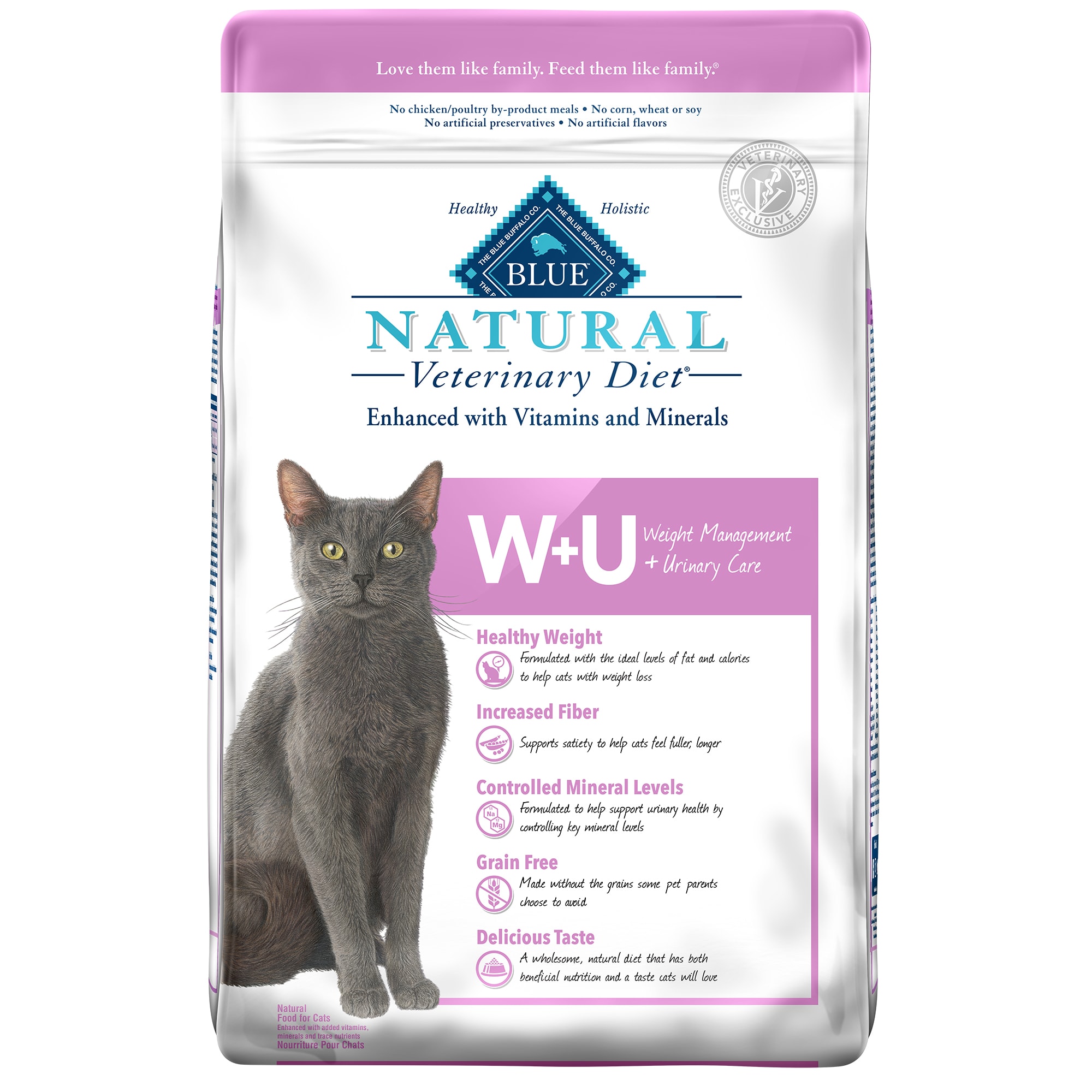 Blue Buffalo Natural Veterinary Diet WU Weight Management Urinary Care Dry cat Food 16 lbs.