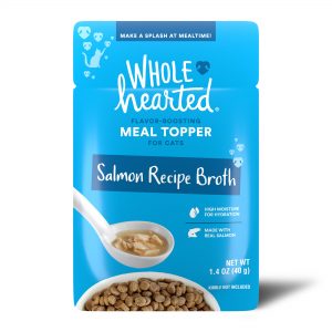 WholeHearted Salmon Recipe Broth Flavor-Boosting Wet Cat Meal Topper, 1.4 oz., Case of 12, 12 X 1.4 OZ