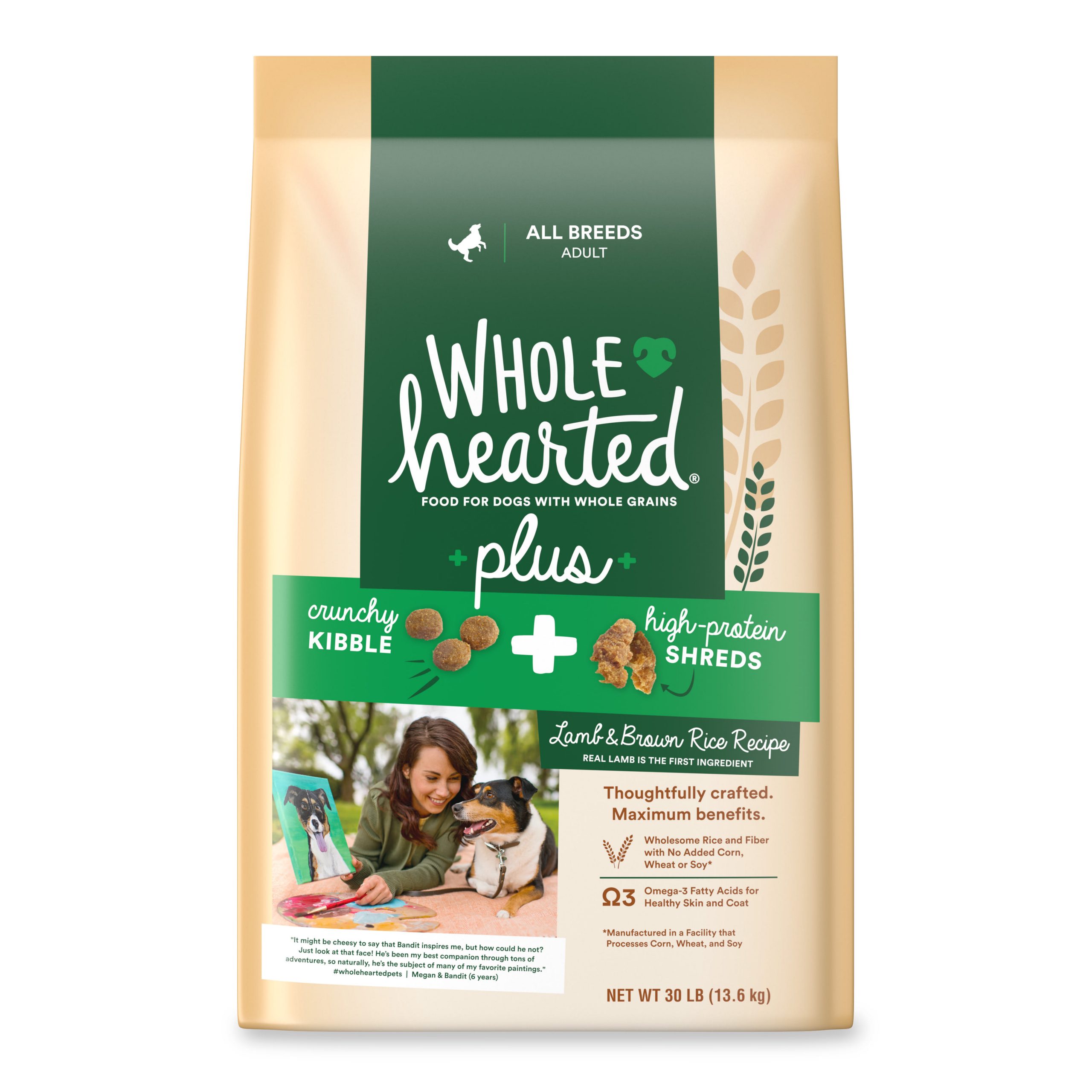 WholeHearted Plus Lamb & Brown Rice Recipe with Whole Grains Dry Dog Food, 30 lbs.