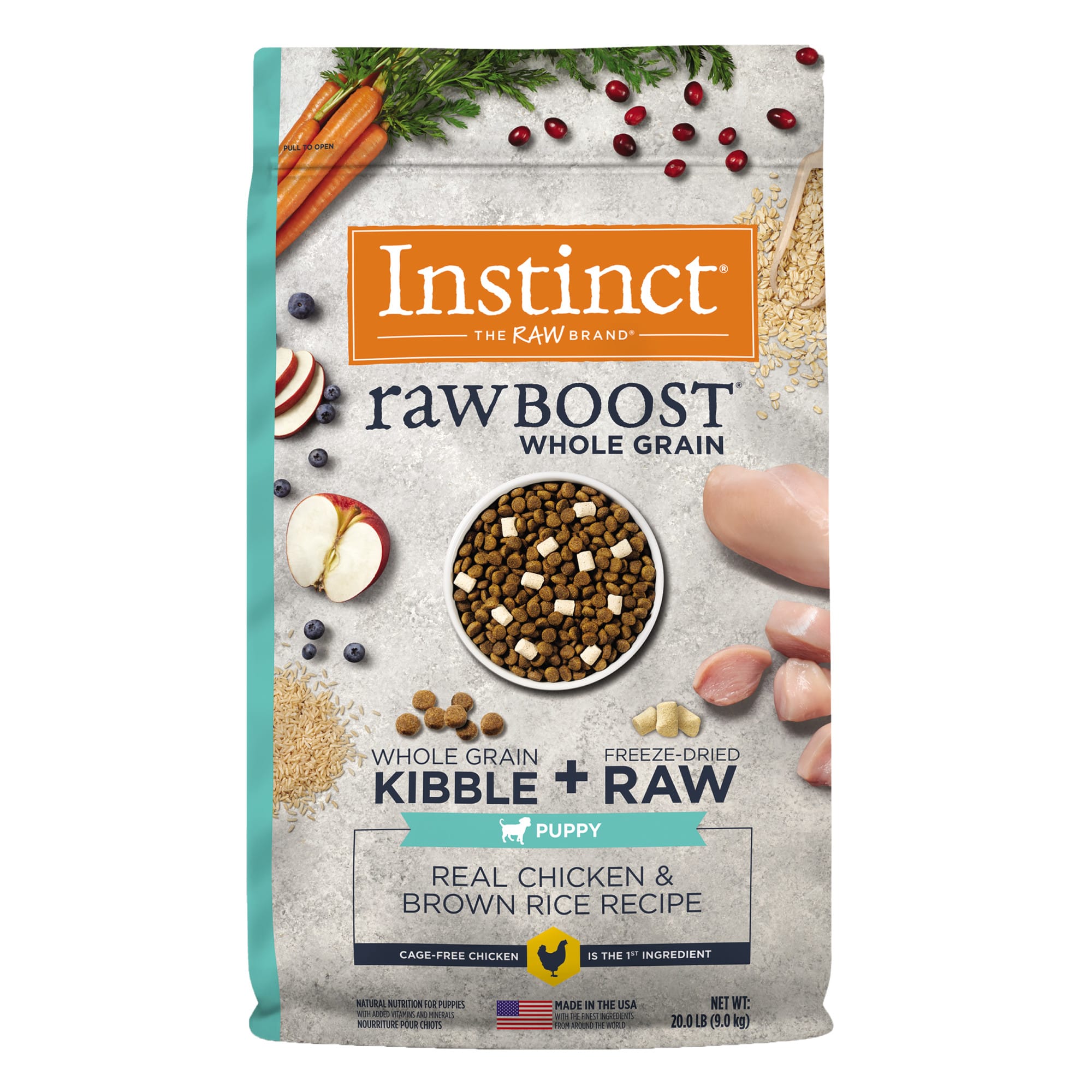 Instinct Raw Boost Puppy Whole Grain Real Chicken & Brown Rice Recipe Dry Food with Freeze-Dried Raw Pieces, 20 lbs.