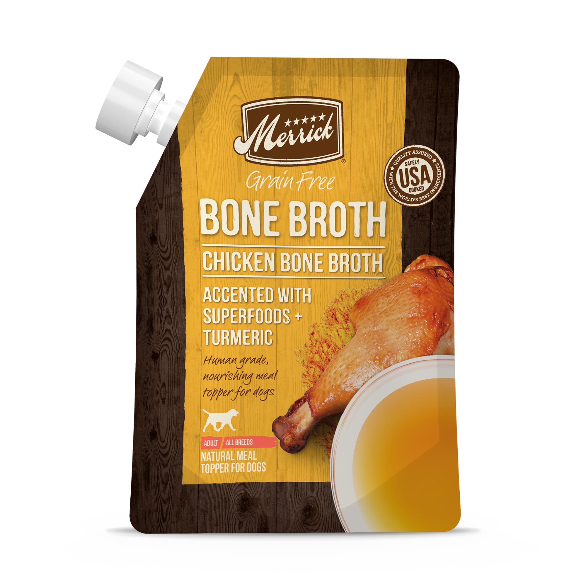 Merrick Bone Broth Grain Free Chicken Wet Dog Food Topper, 16 oz.