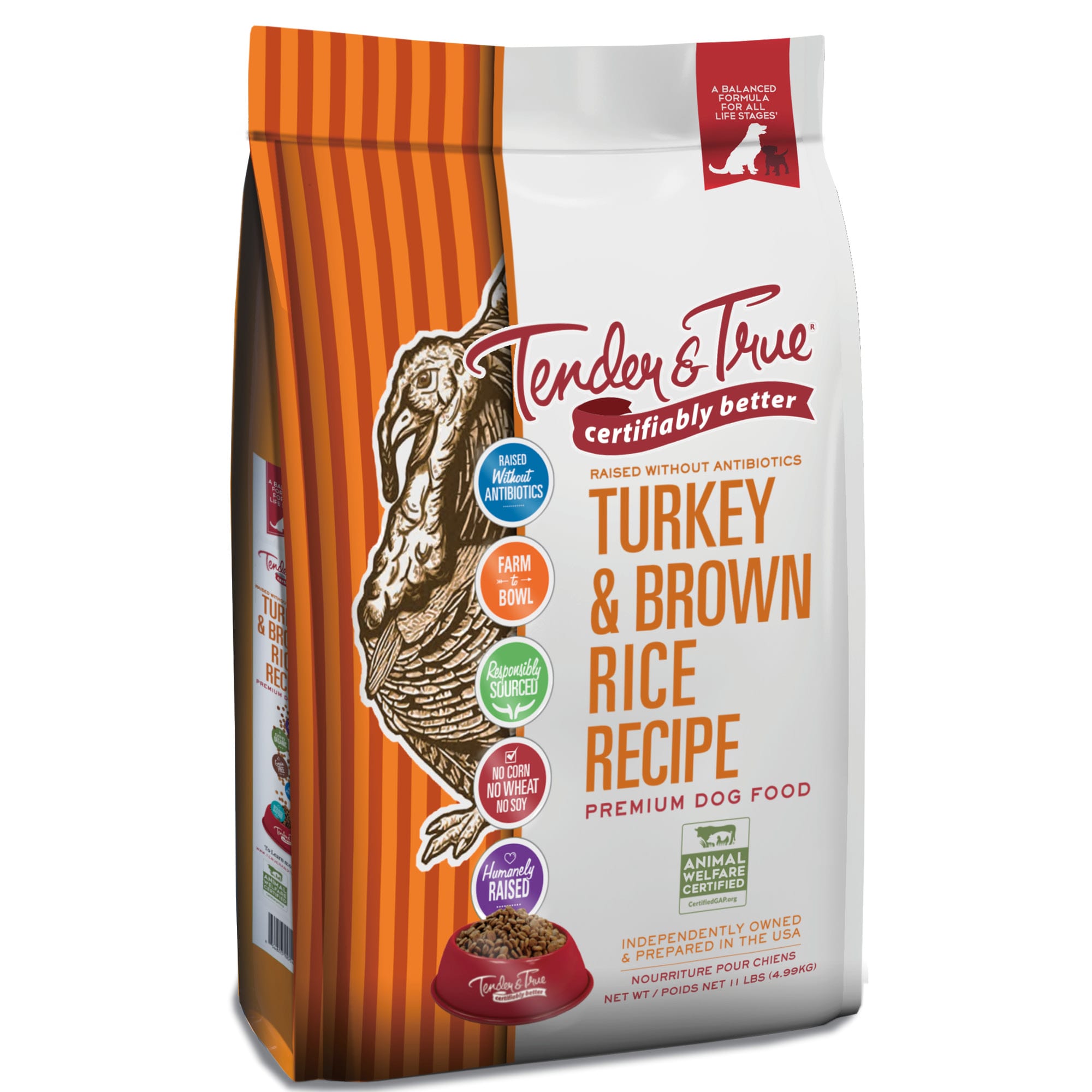 Tender & True Pet Nutrition Turkey & Brown Rice Recipe Dry Dog Food, 11 lbs.