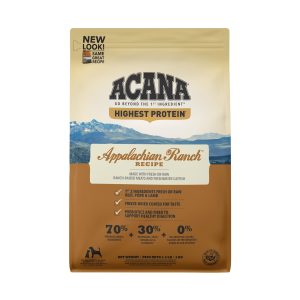 ACANA Appalachian Ranch Grain Free High Protein Freeze-Dried Coated Beef Pork Lamb Bison and Fish Dry Dog Food, 4.5 lbs.