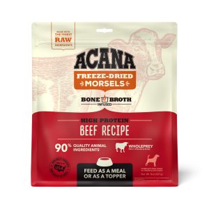 ACANA Grain Free High Protein Fresh & Raw Animal Ingredients Beef Recipe Freeze Dried Morsels Dog Food, 8 oz.