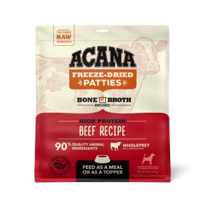 ACANA Grain Free High Protein Fresh & Raw Animal Ingredients Beef Recipe Freeze Dried Patties Dog Food
