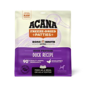 ACANA Grain Free High Protein Fresh & Raw Animal Ingredients Duck Recipe Freeze Dried Patties Dog Food, 14 oz.
